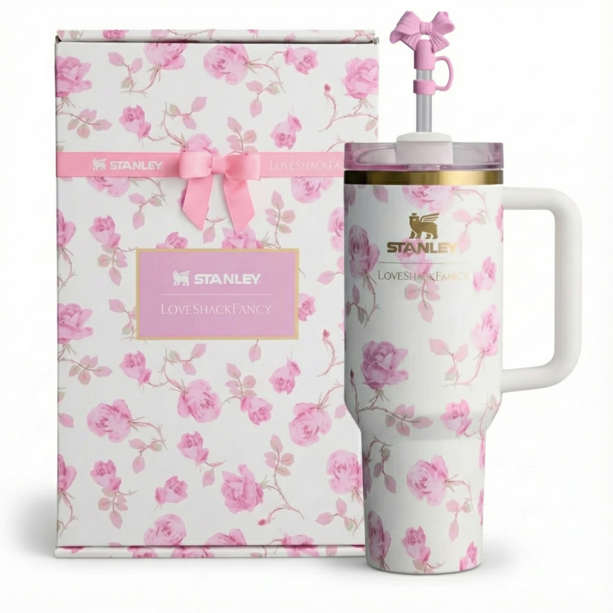 STANLEY X LOVE SHACK FANCY TUMBLER QUENCHER 40OZ - RIBBON ROSA