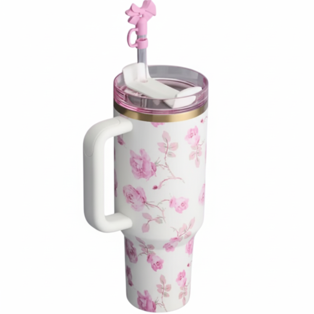 STANLEY X LOVE SHACK FANCY TUMBLER QUENCHER 40OZ - RIBBON ROSA