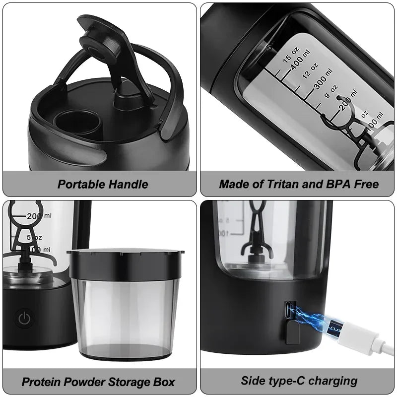 650ml USB Electric Protein Shaker Bottle Portable Rechargeable Blender Cup Multipurpose 650ml Mixing Cups for Fitness Workout