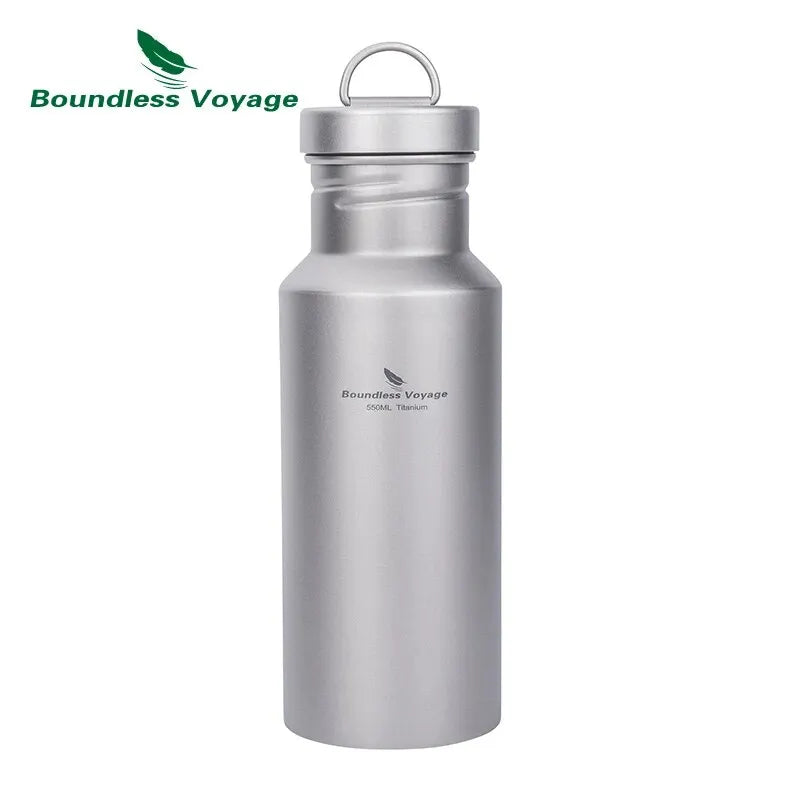 Boundless Voyage Titanium Water Bottle with Lid Wide Mouth Leak-Proof Reusable Sport Drinking Bottle for Camping 400/550/750ml