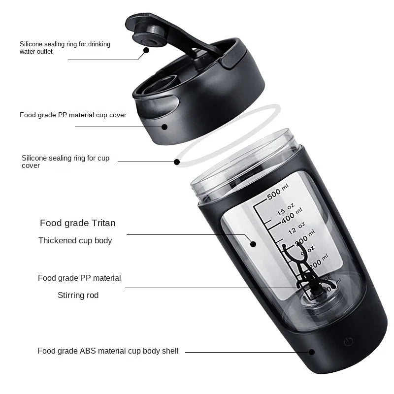 650ml USB Electric Protein Shaker Bottle Portable Rechargeable Blender Cup Multipurpose 650ml Mixing Cups for Fitness Workout