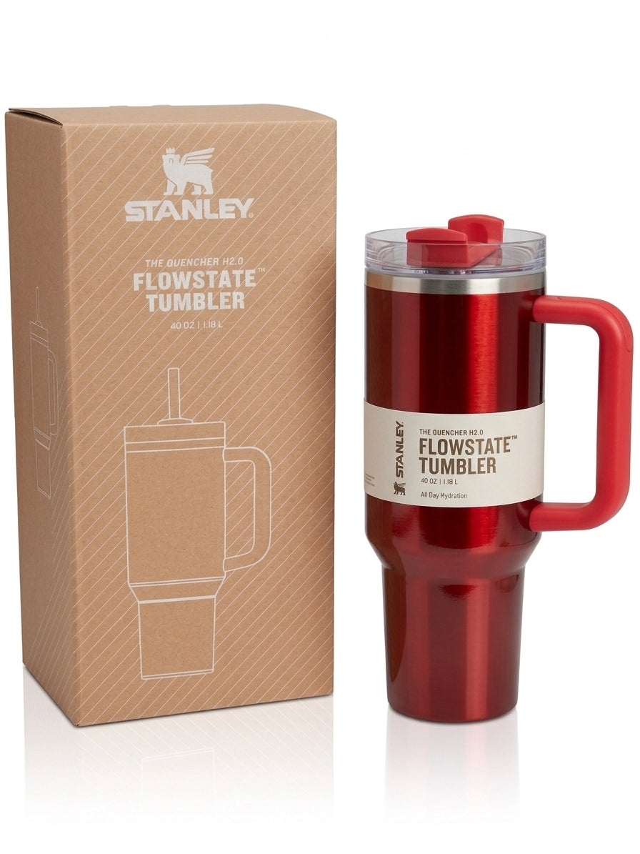 Stanley Cup Red 40oz Quencher H2.0 FlowState 40oz Tumbler with Lid and Straw - Christmas Red