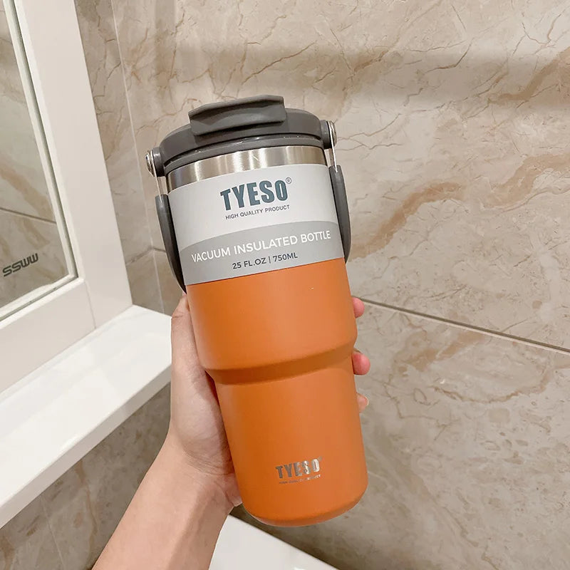 750ML Tyeso Coffee Cup Stainless Steel Thermos Bottle Double-layer Insulation Cold Hot Travel Mug Vacuum Flask Car Water Bottle