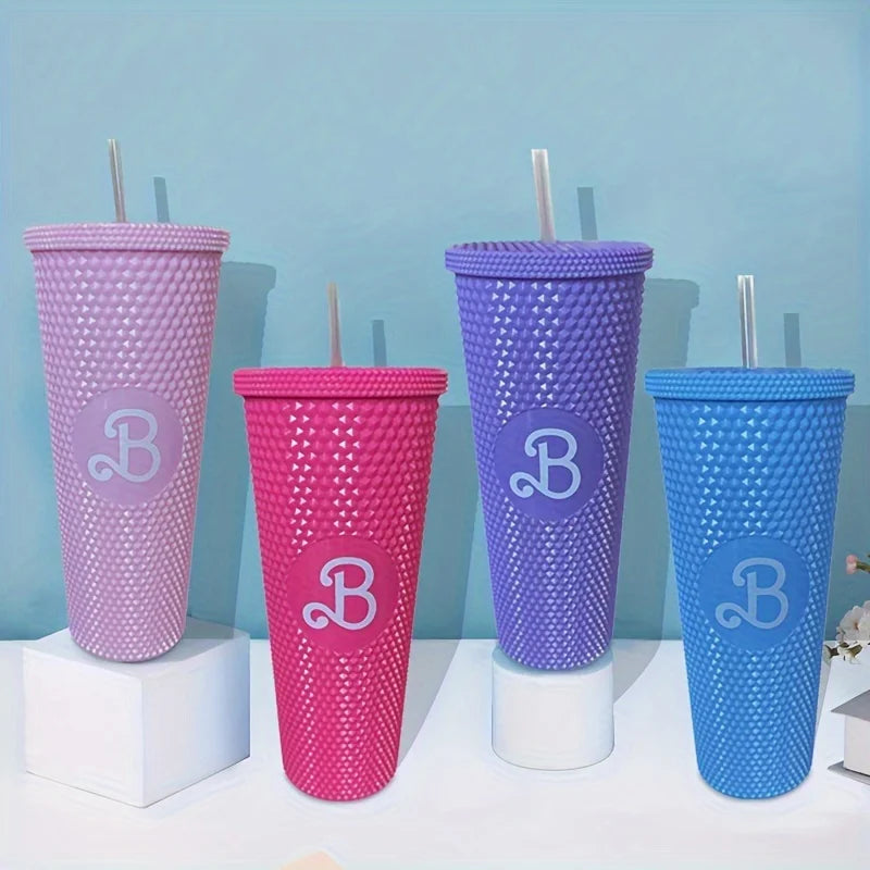 LUSQI 1PC 710ml Plastic Cup With Straw Large Capacity Reusable - Creative Durian Pattern Drinking Cup