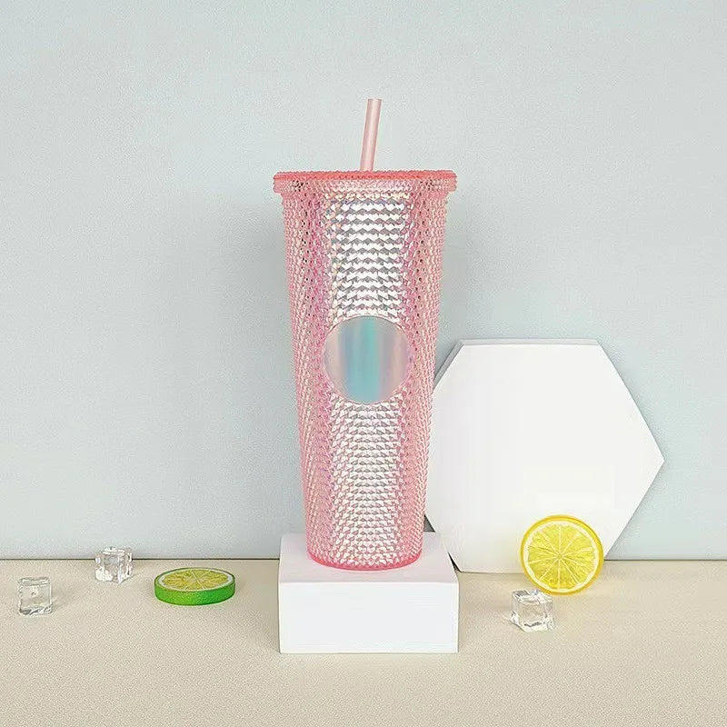 LUSQI 1PC 710ml Plastic Cup With Straw Large Capacity Reusable - Creative Durian Pattern Drinking Cup