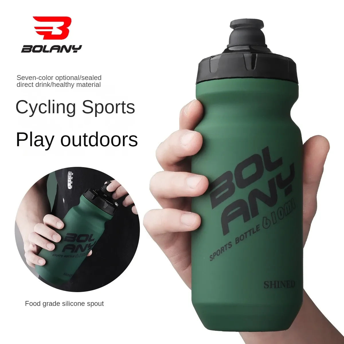 610ML Sports Water Bottle Rubber Paint Plastic Squeeze Bottle for Bicycles Portable Outdoor Cycling Kettle