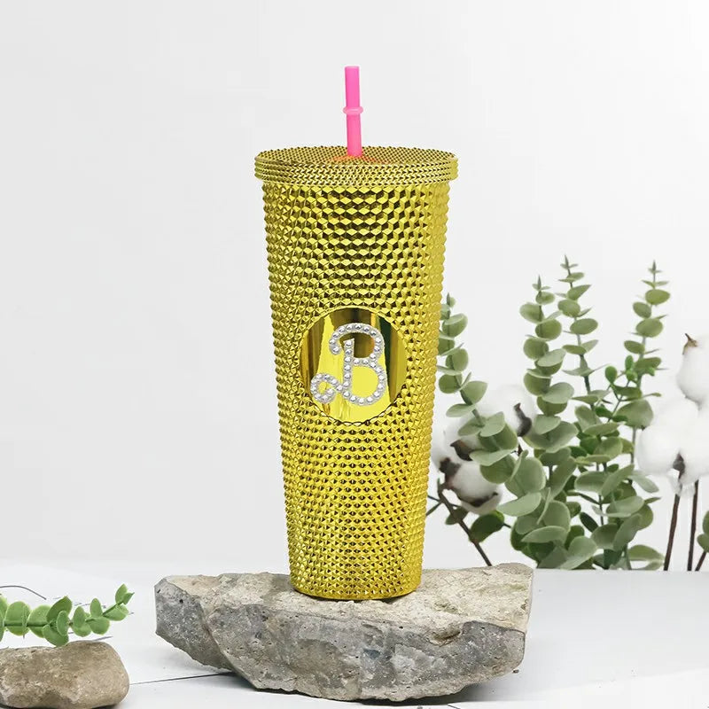 LUSQI 1PC 710ml Plastic Cup With Straw Large Capacity Reusable - Creative Durian Pattern Drinking Cup