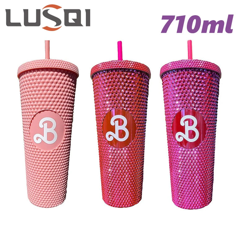 LUSQI 1PC 710ml Plastic Cup With Straw Large Capacity Reusable - Creative Durian Pattern Drinking Cup