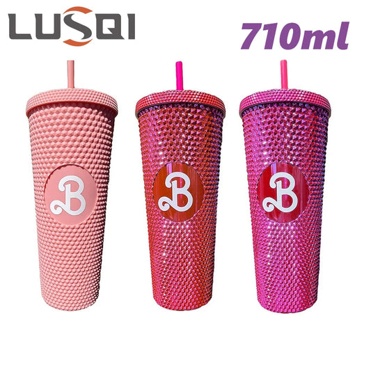 LUSQI 1PC 710ml Plastic Cup With Straw Large Capacity Reusable - Creative Durian Pattern Drinking Cup