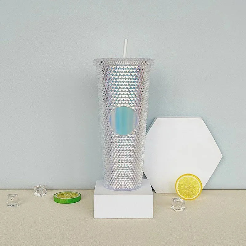 LUSQI 1PC 710ml Plastic Cup With Straw Large Capacity Reusable - Creative Durian Pattern Drinking Cup