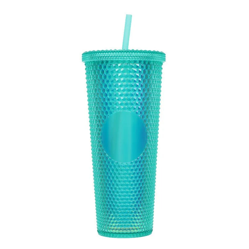 LUSQI 1PC 710ml Plastic Cup With Straw Large Capacity Reusable - Creative Durian Pattern Drinking Cup