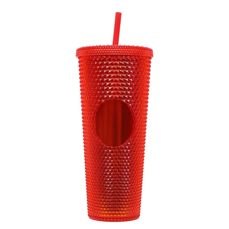 LUSQI 1PC 710ml Plastic Cup With Straw Large Capacity Reusable - Creative Durian Pattern Drinking Cup