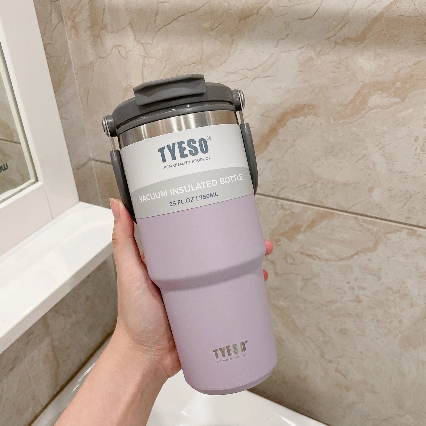 750ML Tyeso Coffee Cup Stainless Steel Thermos Bottle Double-layer Insulation Cold Hot Travel Mug Vacuum Flask Car Water Bottle