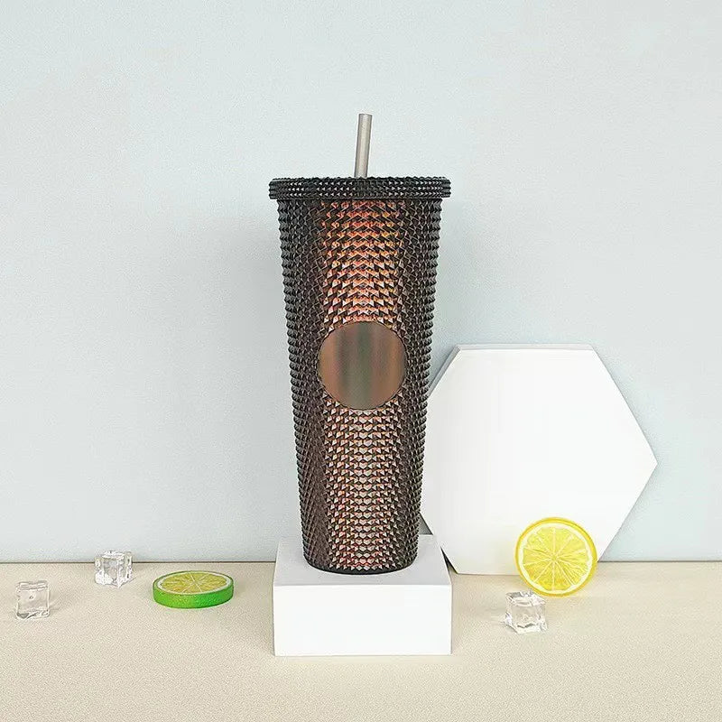 LUSQI 1PC 710ml Plastic Cup With Straw Large Capacity Reusable - Creative Durian Pattern Drinking Cup