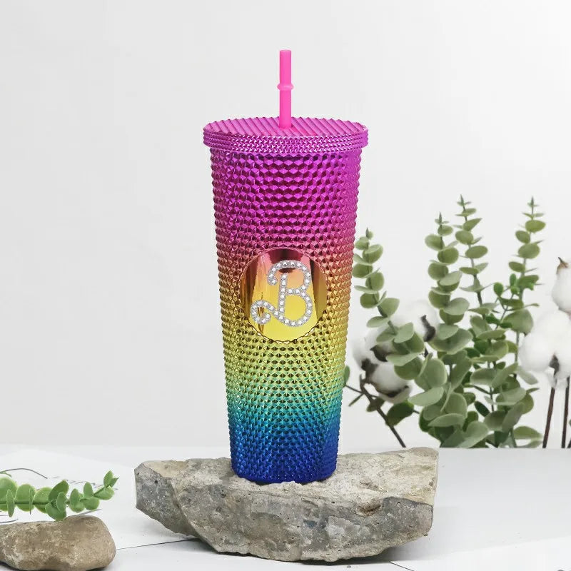 LUSQI 1PC 710ml Plastic Cup With Straw Large Capacity Reusable - Creative Durian Pattern Drinking Cup