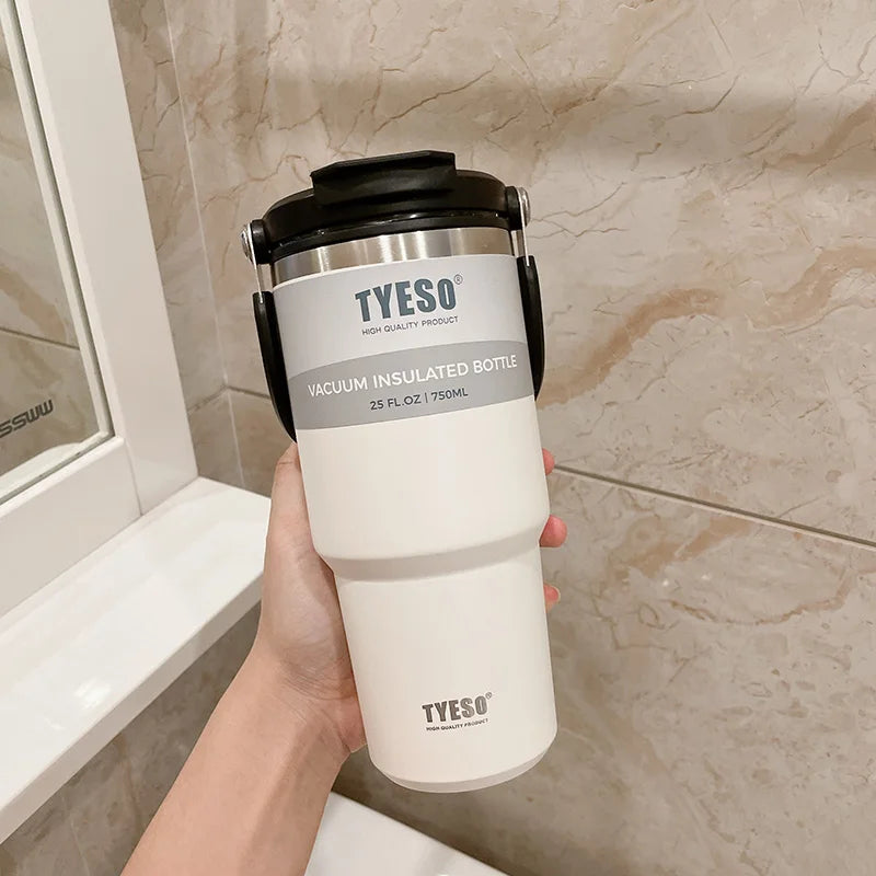 750ML Tyeso Coffee Cup Stainless Steel Thermos Bottle Double-layer Insulation Cold Hot Travel Mug Vacuum Flask Car Water Bottle