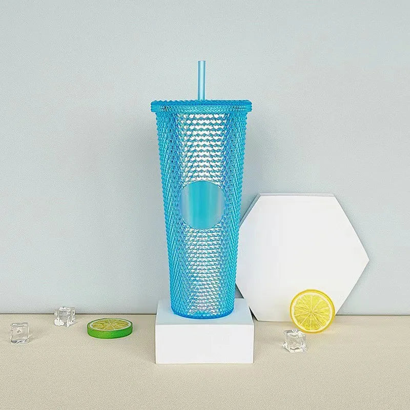 LUSQI 1PC 710ml Plastic Cup With Straw Large Capacity Reusable - Creative Durian Pattern Drinking Cup