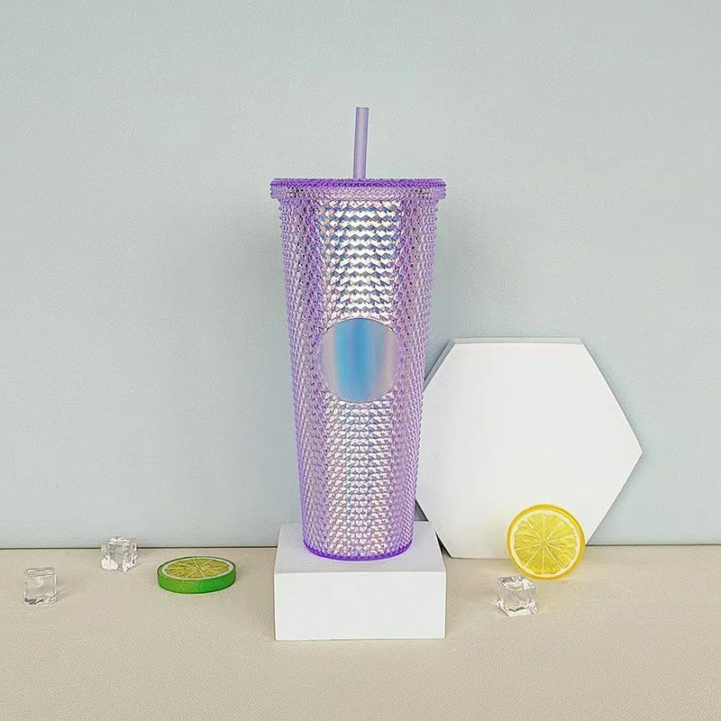 LUSQI 1PC 710ml Plastic Cup With Straw Large Capacity Reusable - Creative Durian Pattern Drinking Cup