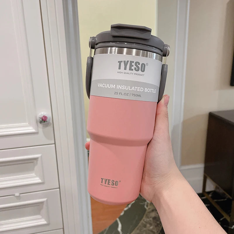 750ML Tyeso Coffee Cup Stainless Steel Thermos Bottle Double-layer Insulation Cold Hot Travel Mug Vacuum Flask Car Water Bottle