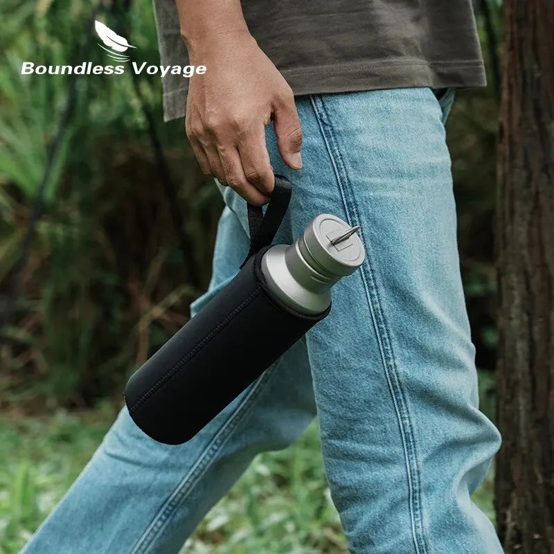 Boundless Voyage Titanium Water Bottle with Lid Wide Mouth Leak-Proof Reusable Sport Drinking Bottle for Camping 400/550/750ml