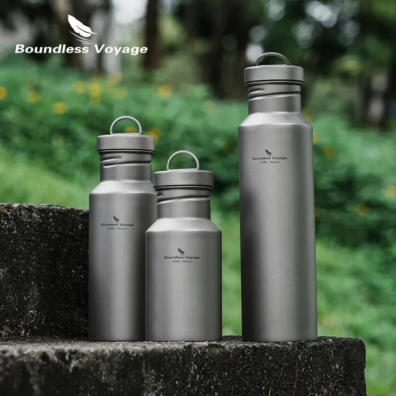 Boundless Voyage Titanium Water Bottle with Lid Wide Mouth Leak-Proof Reusable Sport Drinking Bottle for Camping 400/550/750ml